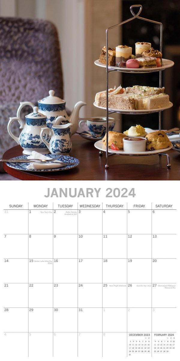 Afternoon Tea – 2024 Square Wall Calendar 16 Month Food Planner New Year Gift