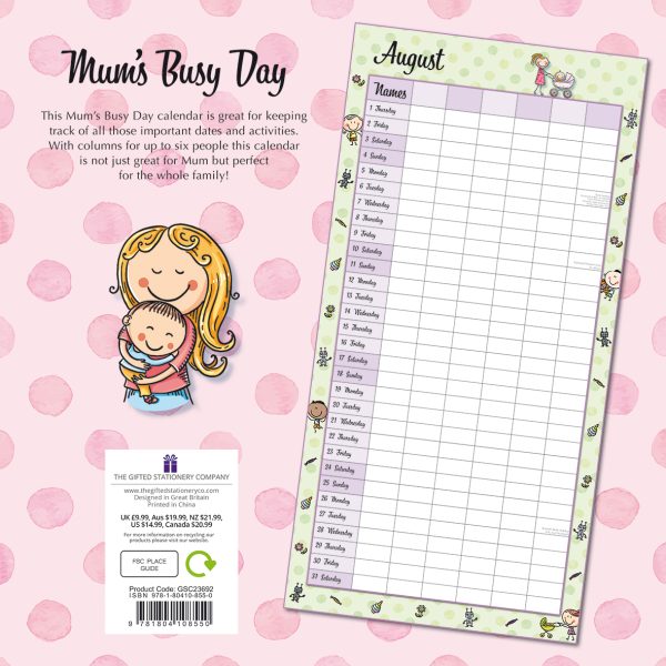 Mum’s Busy Day 2024 Square Wall Calendar 16 Months School Planner New Year Gift