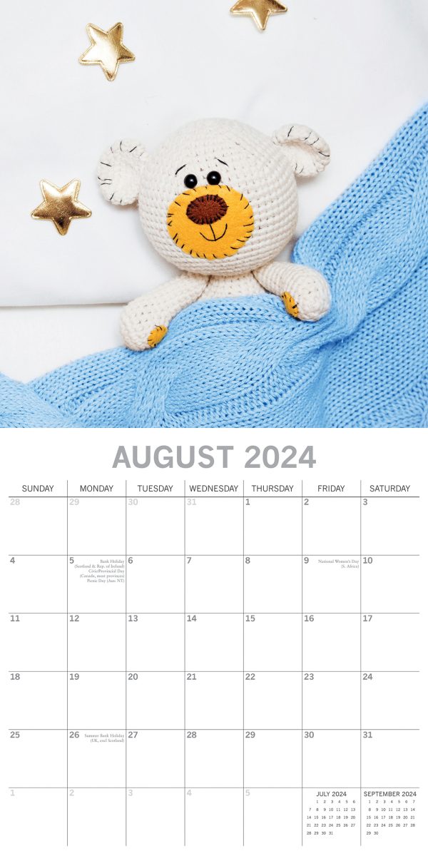 Teddy Bears – 2024 Square Wall Calendar 16 Month Lifestyle Planner New Year Gift