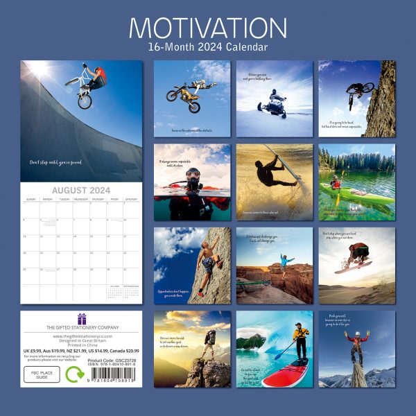 Motivation – 2024 Square Wall Calendar 16 Months Planner Christmas New Year Gift