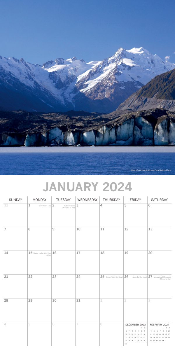 New Zealand – 2024 Square Wall Calendar 16 Month Planner Christmas New Year Gift