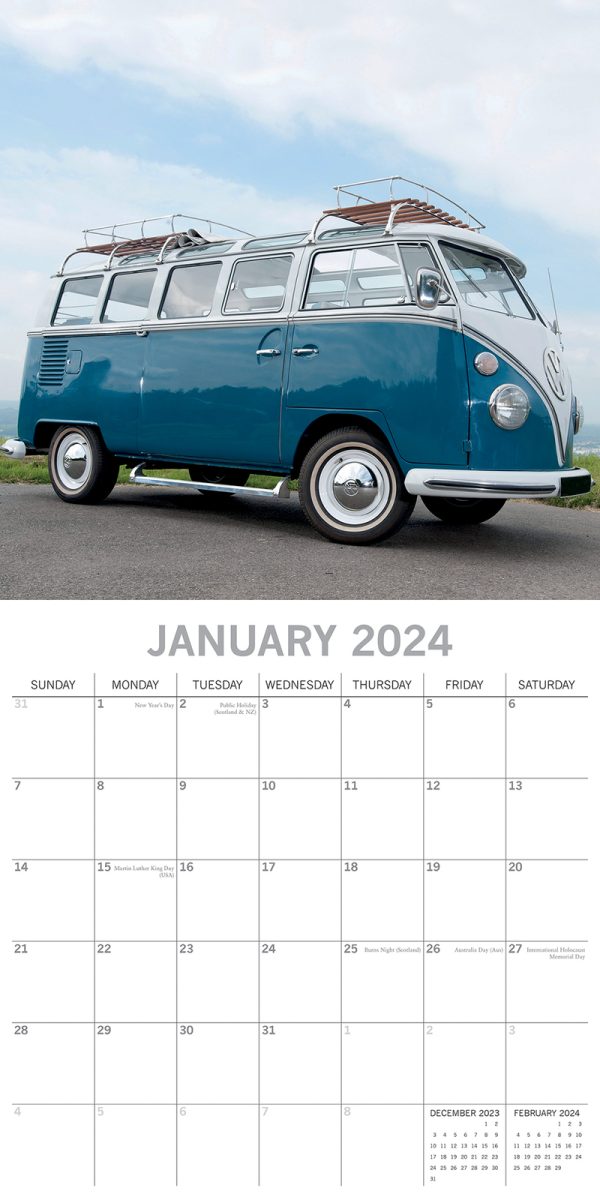 Camper Vans – 2024 Square Wall Calendar 16 Month Planner Christmas New Year Gift