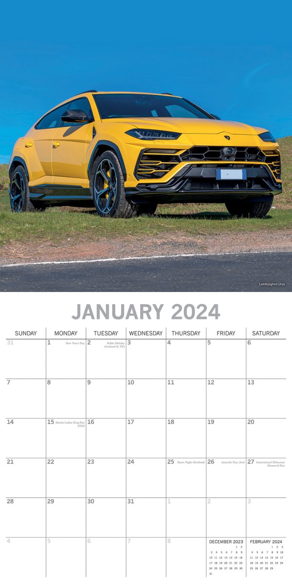 Lamborghini – 2024 Square Wall Calendar 16 Month Planner Christmas New Year Gift