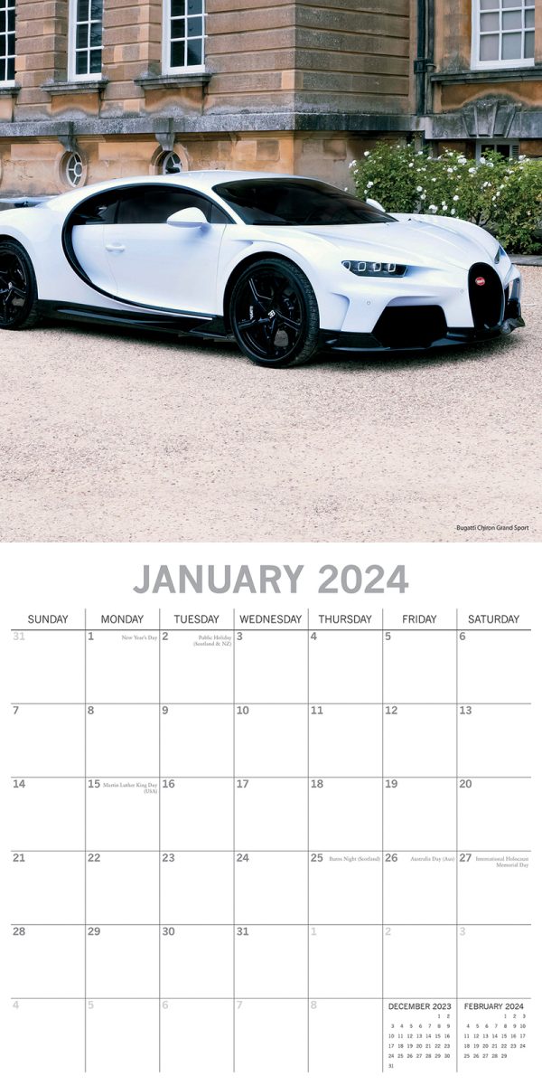 Super Cars – 2024 Square Wall Calendar 16 Months Planner Christmas New Year Gift