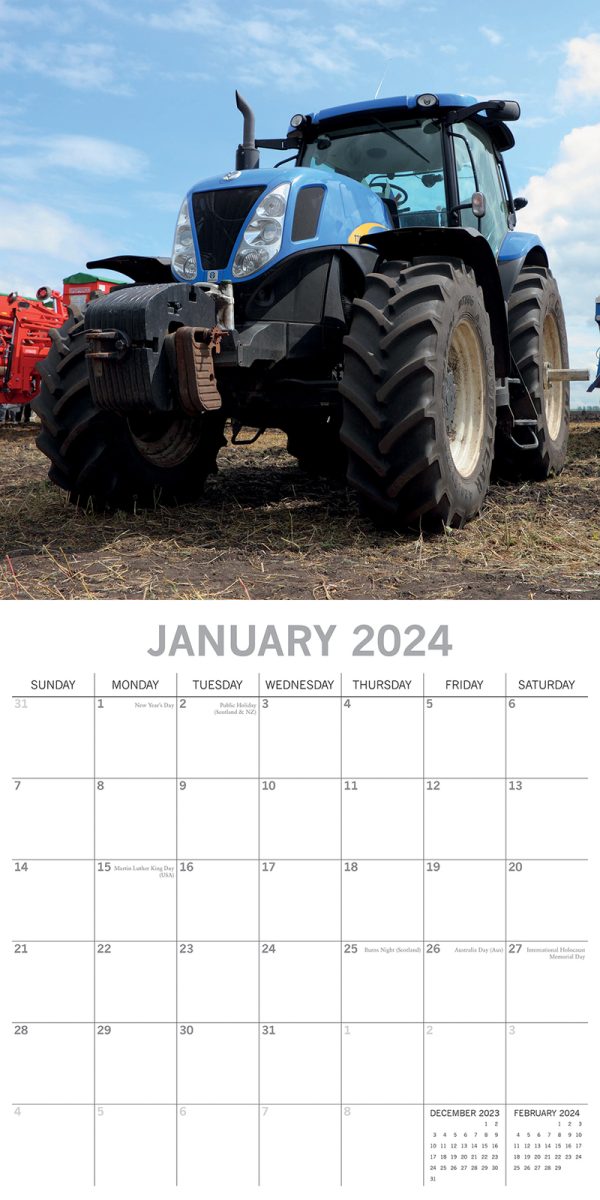 Tractors – 2024 Square Wall Calendar 16 Month Premium Planner Xmas New Year Gift