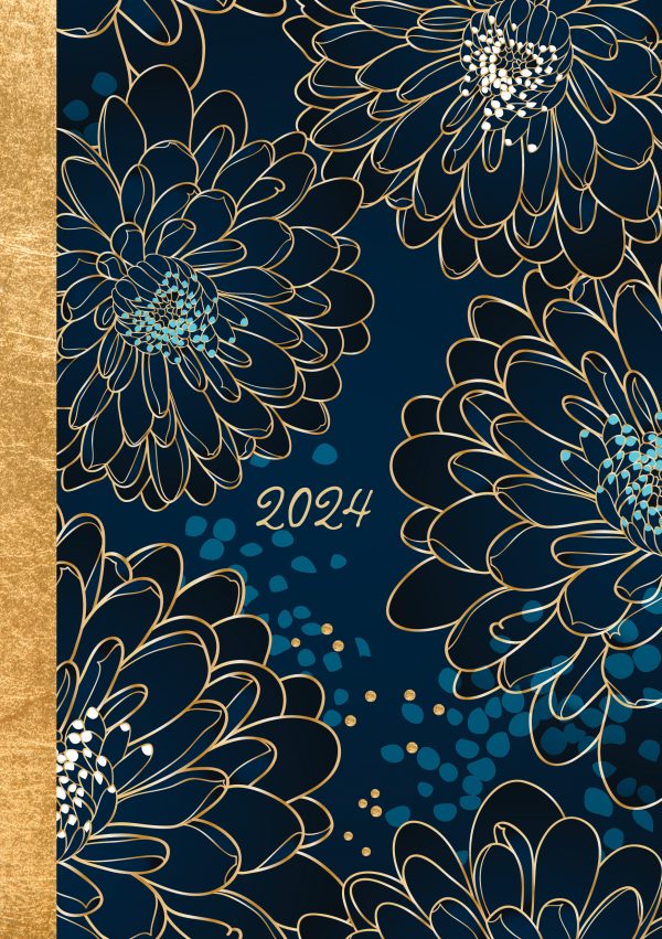 Dahlia – 2024 A5 Padded Cover Diary Premium Planner Book Christmas New Year Gift