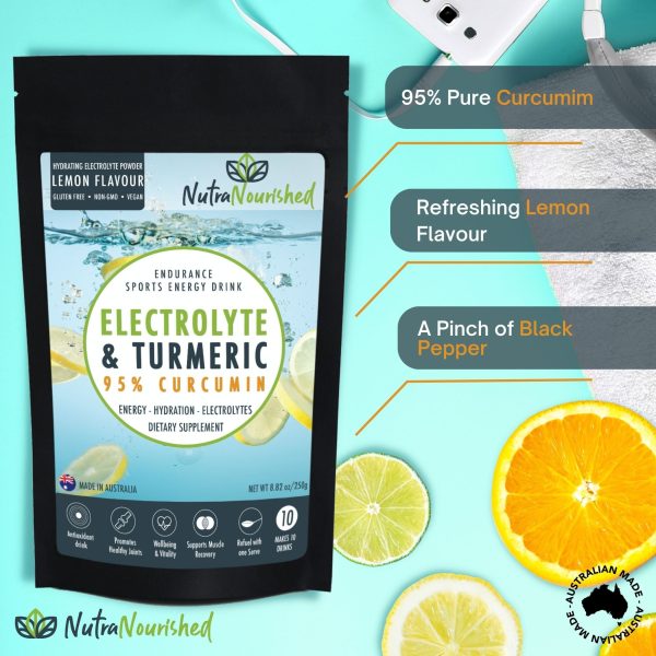 Electrolyte Powder & 95% Pure Organic Curcumin -Lemon Flavour