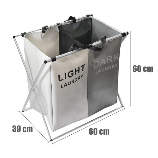 Foldable Divisional Storage Laundry Basket 3 Grid