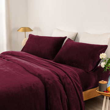 thermal microplush sheet set single aubergine