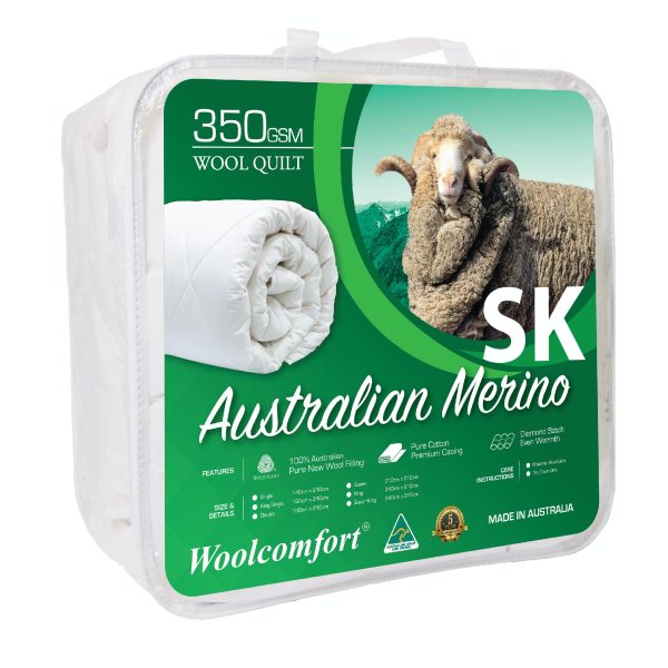 Aus Made Merino Wool Quilt 350GSM 270x240cm Super King Size