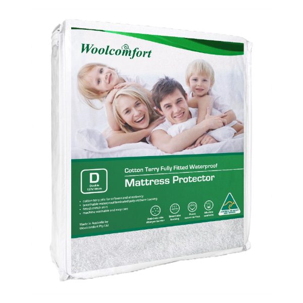 Cotton Terry Fully Fitted Waterproof Mattress Protector Double Size