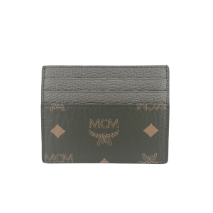 Signature Leather Money Clip Card Case with Monogrammed Design One Size Women