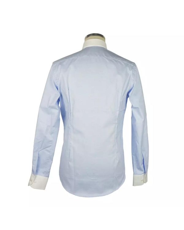 Contrast Collar Shirt with Blue Micro Squares Texture – 40 IT