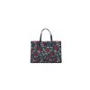 Navy Red Medium Retro Batik Print Shoulder Tote Bag One Size Women