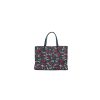 Navy Red Medium Retro Batik Print Shoulder Tote Bag One Size Women