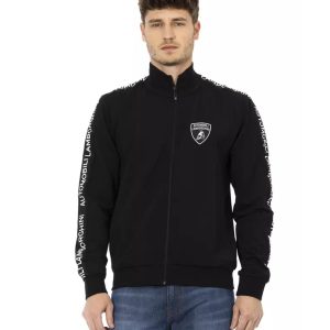 Printed Logo Sweatshirt with Zip and Side Pockets L Men