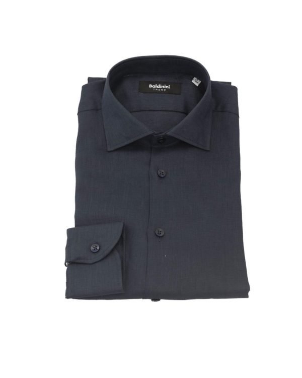 Slim Fit Button-Front Shirt with Italian Collar and Logo Insert – 39 IT