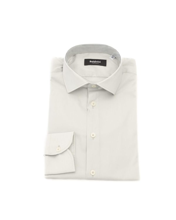 Slim Front Closure Shirt with Italian Collar and Logo Detail – 41 IT