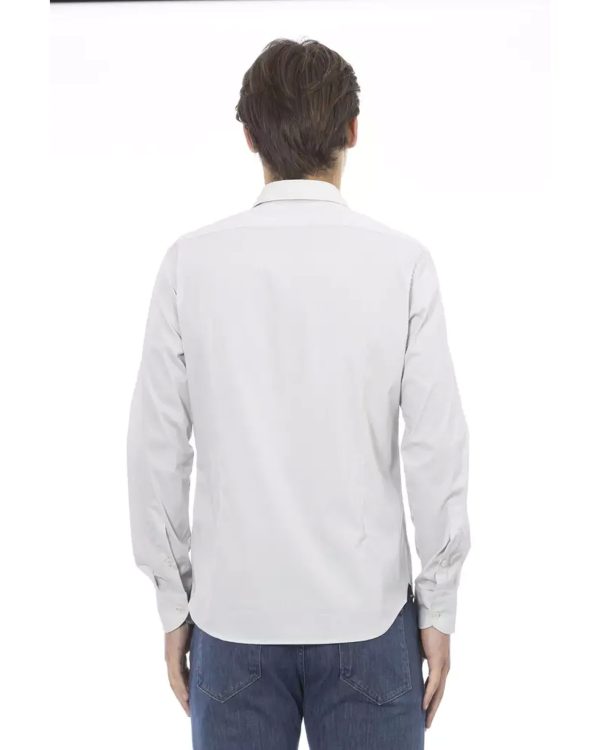 Slim Front Closure Shirt with Italian Collar and Logo Detail – 41 IT