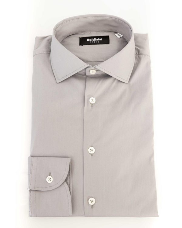 Slim Fit Button Front Shirt with Italian Collar and Logo Insert – 44 IT