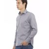 Slim Fit Button Front Shirt with Italian Collar and Logo Insert – 44 IT