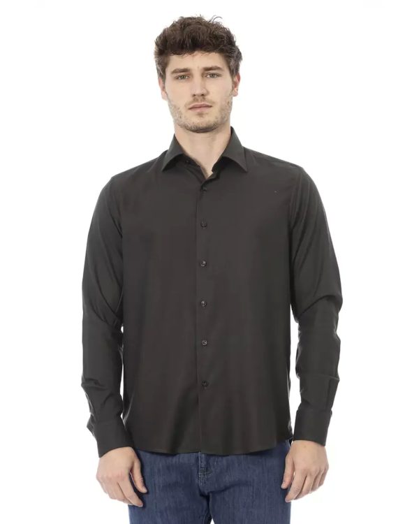 Regular Fit Shirt with Italian Collar and Button Closure – 44 IT