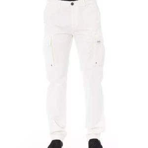 Solid Color Cargo Trousers with Zipper and Button Closure Men