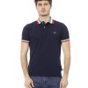 Embroidered Tricolor Collar Polo Shirt – L