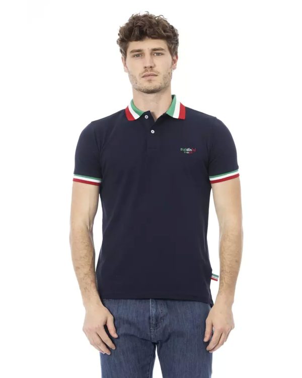 Embroidered Tricolor Collar Polo Shirt – L