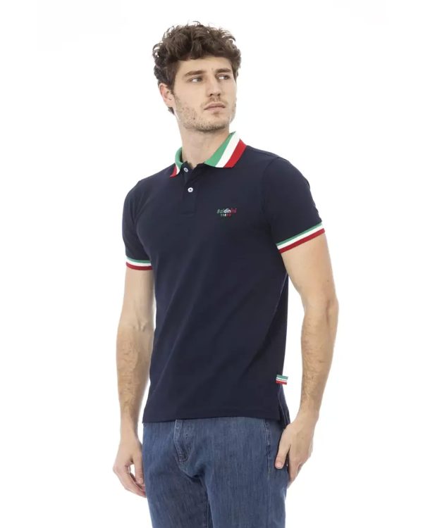 Embroidered Tricolor Collar Polo Shirt – L