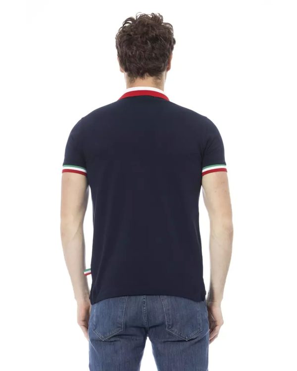 Embroidered Tricolor Collar Polo Shirt – L