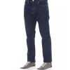 Logo Button Regular Man Jeans with Tricolor Insert and Contrast Stitching Men – W32 US