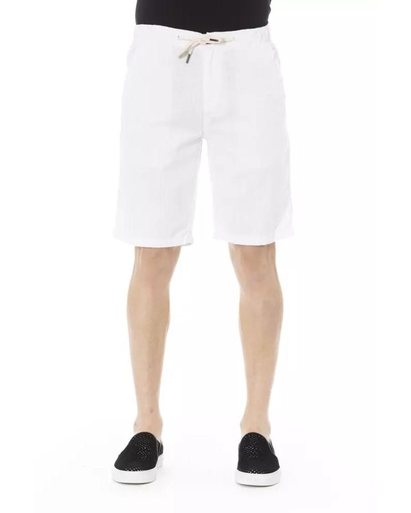 Solid Color Drawstring Bermuda Shorts with Pockets – W44 US