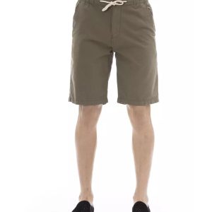 Solid Color Bermuda Shorts with Drawstring Closure Men