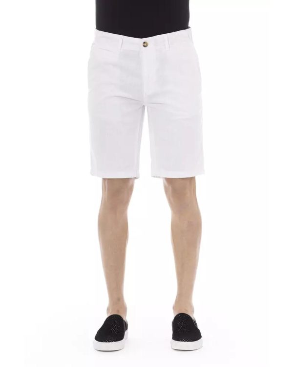 Solid Color Bermuda Shorts with Zipper and Button Closure – W44 US