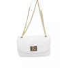 Flap Closure Leather Shoulder Bag with Internal Compartments and Golden Details One Size Women