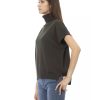 Ribbed Turtleneck Sweater with Short Sleeves and Monogram Detail – L