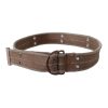 DOLCE & GABBANA Brown Leather Canvas Belt with Round Buckle 100 cm Women