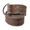 DOLCE & GABBANA Brown Leather Canvas Belt with Round Buckle 100 cm Women