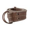 DOLCE & GABBANA Brown Leather Canvas Belt with Round Buckle 100 cm Women