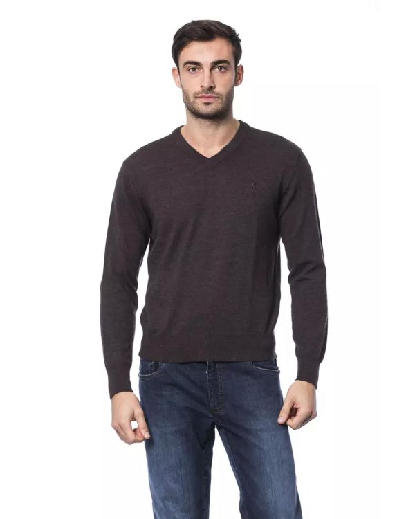 Embroidered Merino Wool Crew Neck Sweater – L