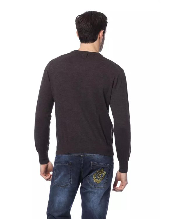 Embroidered Merino Wool Crew Neck Sweater – L