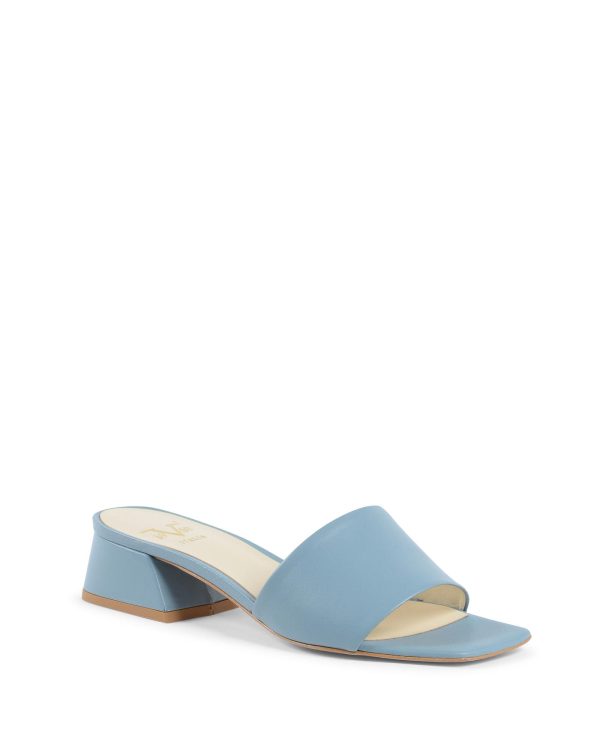 Light Blue Leather Sandals with 4cm Heel – 39 EU