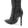 Synthetic Leather Ankle Boots with High Heels – 36 EU