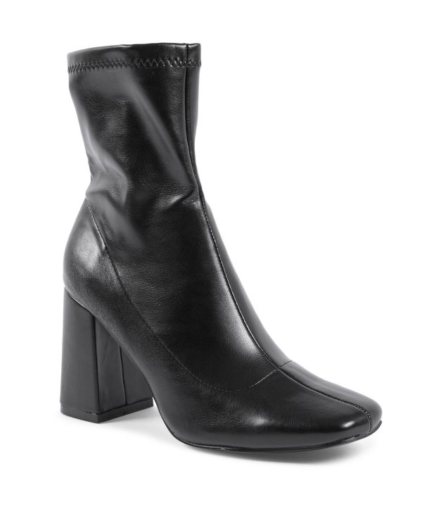 Synthetic Leather Ankle Boots with 9cm Heel – 36 EU