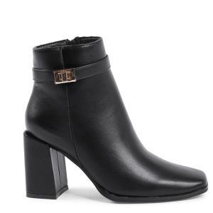 Synthetic Leather High-Heeled Ankle Boots