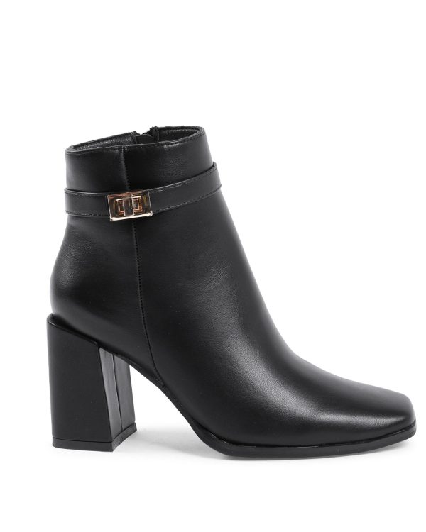 Synthetic Leather High-Heeled Ankle Boots – 36 EU