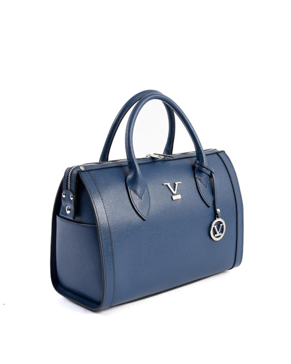 Blue Saffiano Leather Handbag – One Size