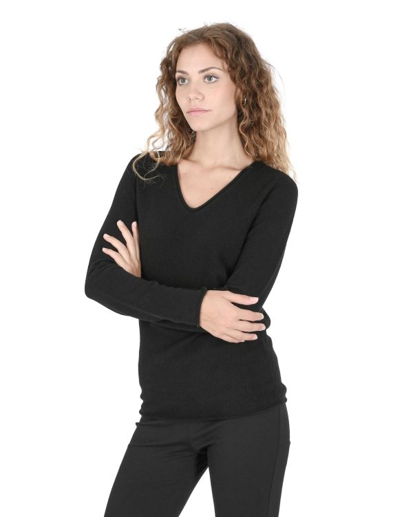 Premium Italian Cashmere V-Neck Sweater – 42 EU