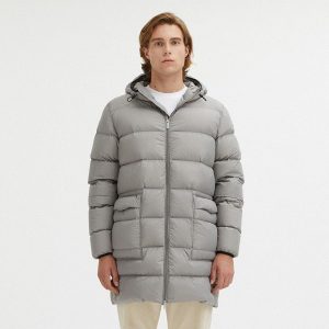 Dove Grey Centogrammi Hooded Jacket with 2-Pocket Design and Zip Closure L Men